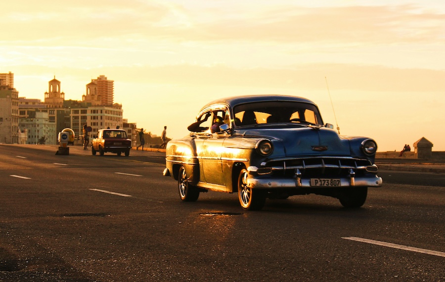 Kuba Havanna Auto Sonnenuntergang